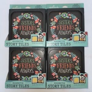 NEW, 4 Hallmark Story Tiles "Sisters, Friends, Always" Magnetic Picture Frames